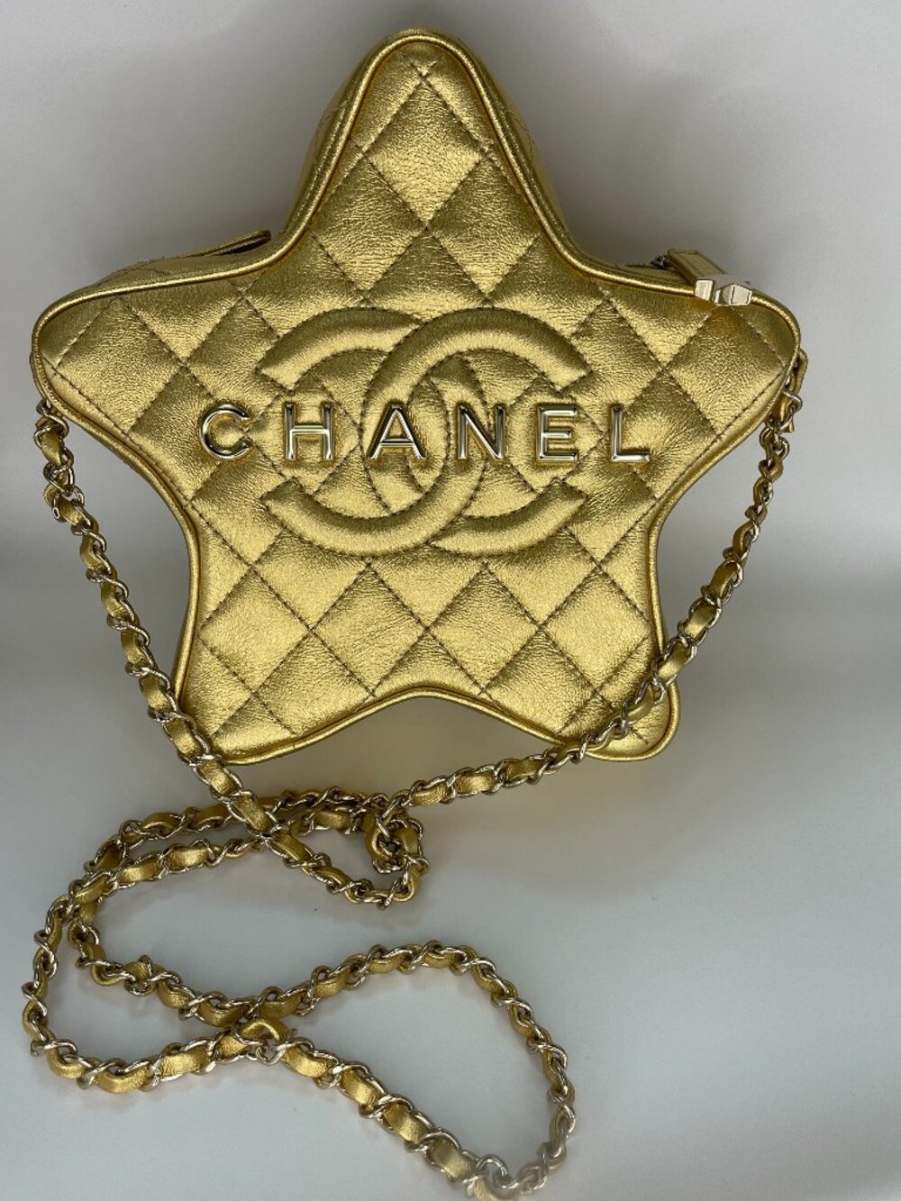 Chanel Metallic Lambskin Quilted Walk of Fame Star Bag